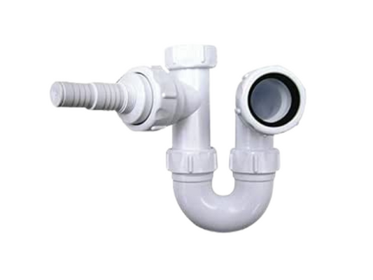 MULTIKWIK Utility 'P' Compact - Single Nozzle (White) Waste Trap PWM040T