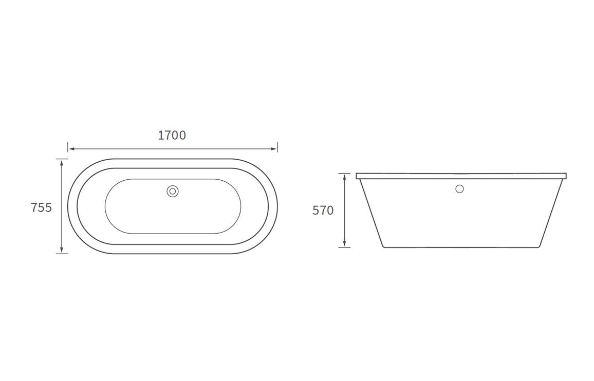 Clyde Free Standing 1700x755x570mm 0TH Bath