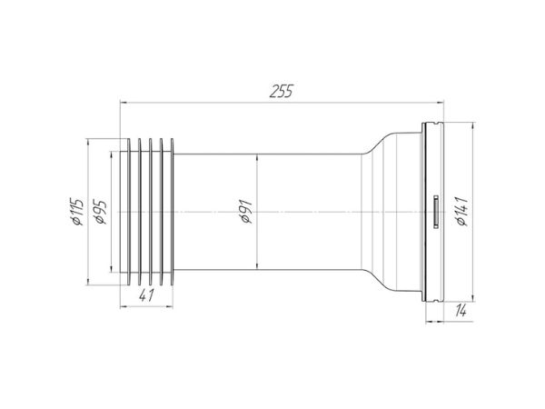 255mm Straight Extended Pan Connector