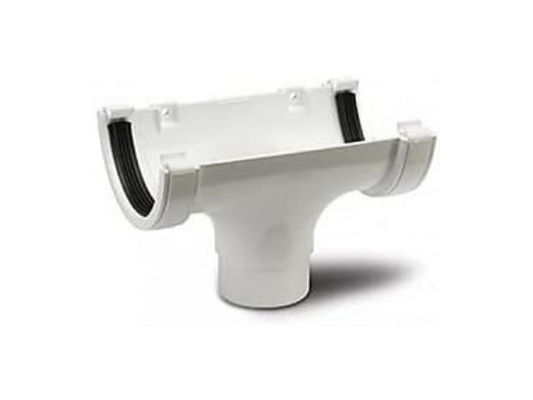 POLYPIPE RR105 White Running Outlet for 112mm Half Round guttering System