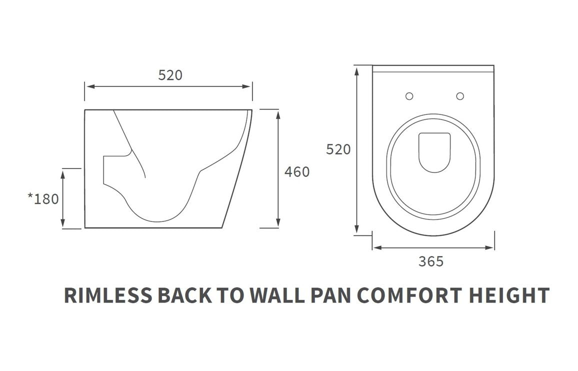 Avon Rimless Back To Wall Comfort Height WC & Soft Close Seat