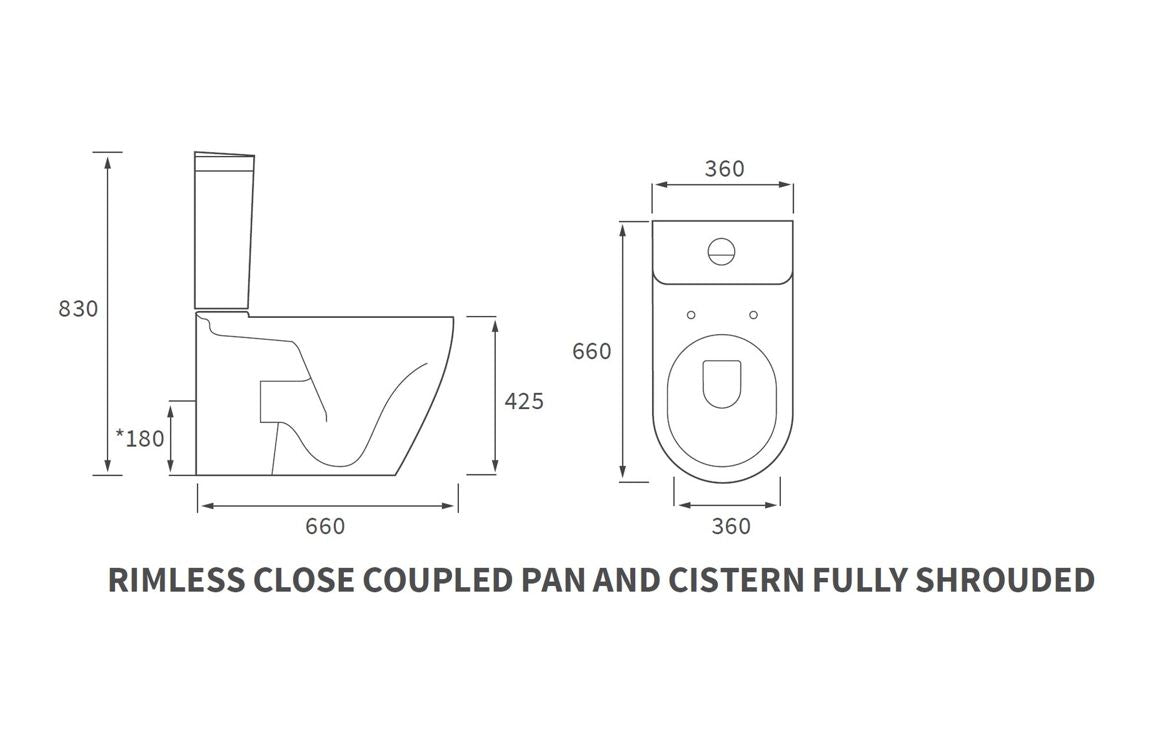 Avon Rimless Close Coupled Fully Shrouded WC & Soft Close Seat