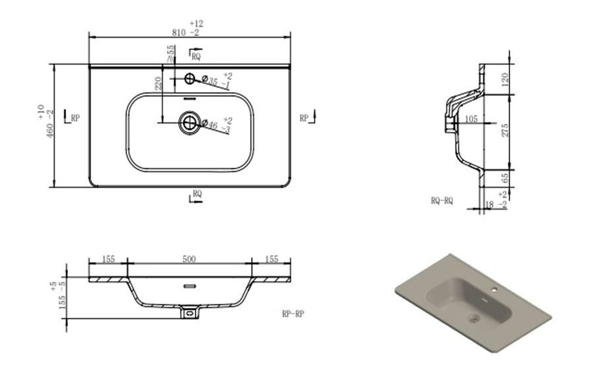 Alport 810mm 2 Drawer Wall Unit & Basin