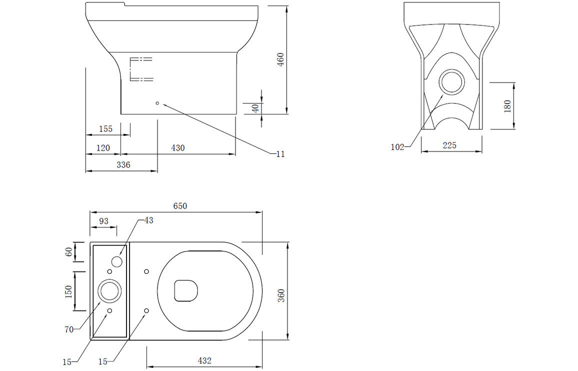 Amber Close Coupled Open Back Comfort Height WC & Soft Close Seat