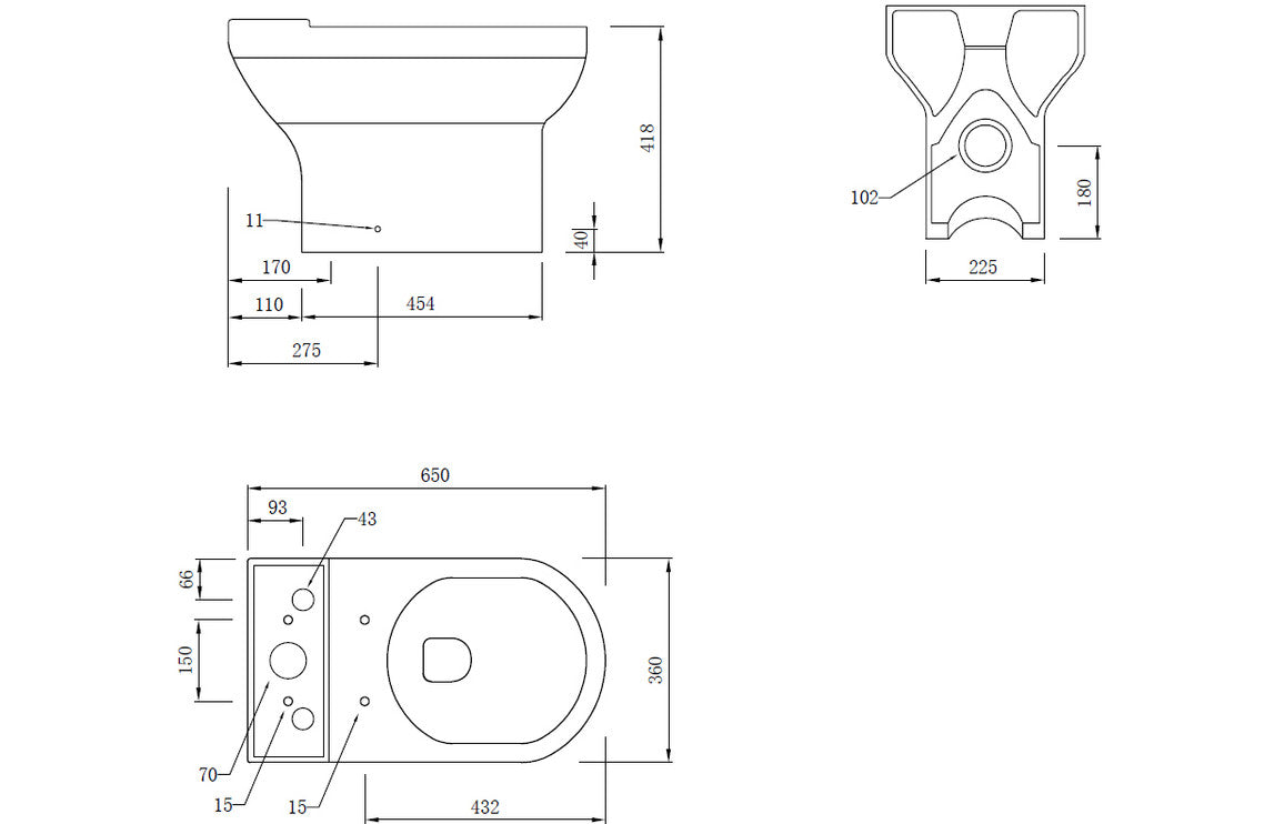 Amber Close Coupled Open Back WC & Soft Close Seat