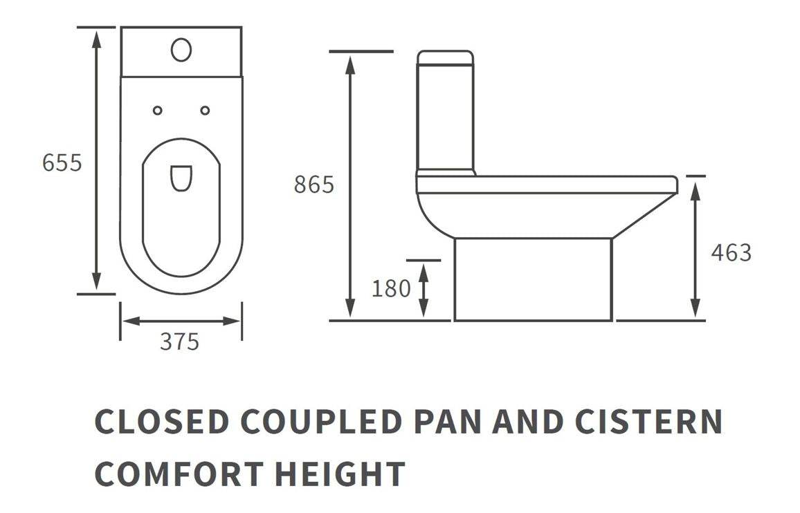 Amber Close Coupled Open Back Comfort Height WC & Soft Close Seat