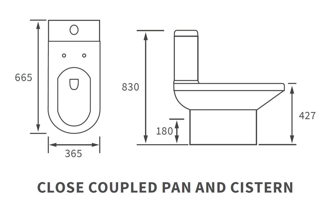 Amber Close Coupled Open Back WC & Soft Close Seat