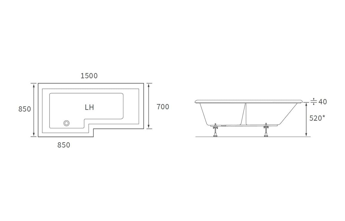 Adur L Shape SUPERCAST Shower Bath Pack