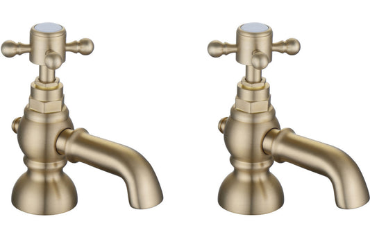 Morda Bath Pillar Taps - Brushed Brass