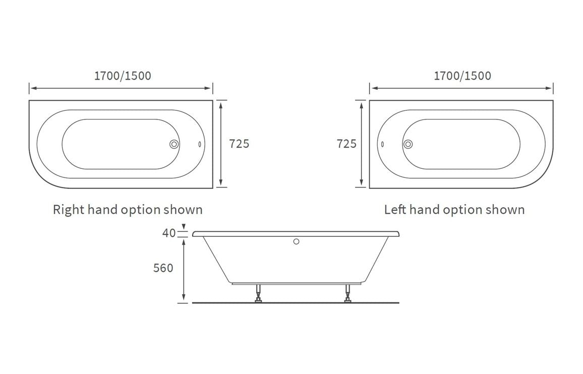 Axe J Shape Bath w/Legs