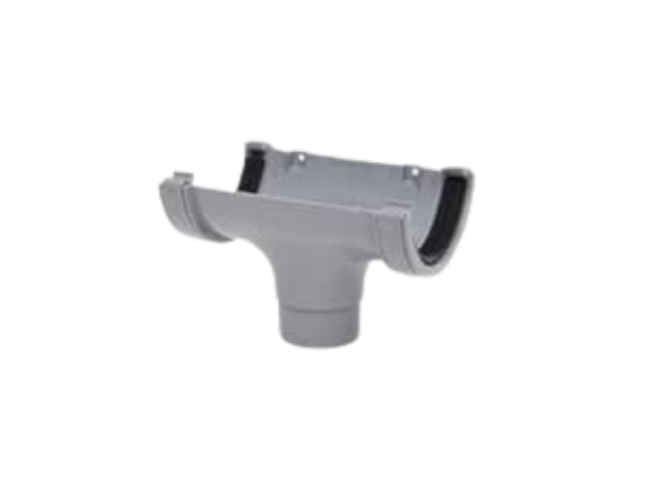 POLYPIPE RR105 GREY Running Outlet for 112mm half round guttering system