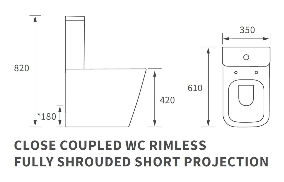 Calder Rimless Close Coupled Fully Shrouded Short Projection WC & Soft Close Seat