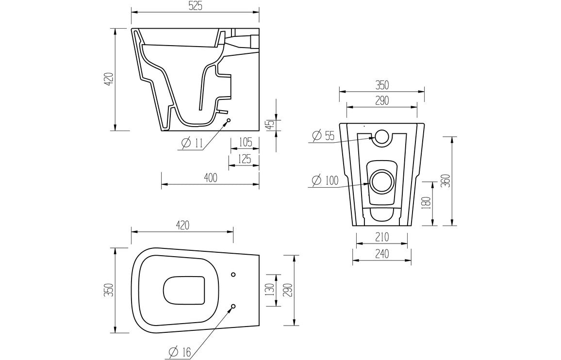 Afton Back To Wall WC & Soft Close Seat