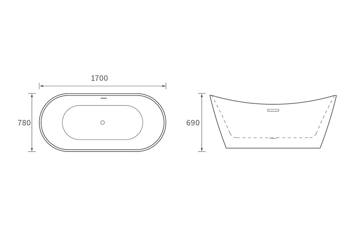 Clare Free Standing Bath - 1700x780x690mm