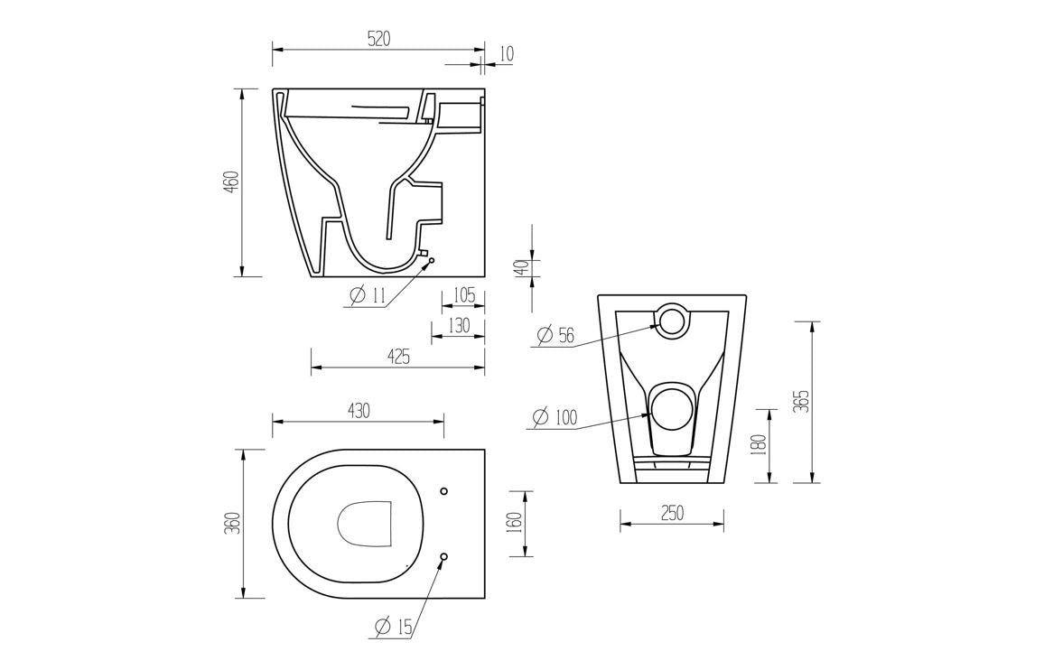 Avon Rimless Back To Wall Comfort Height WC & Soft Close Seat