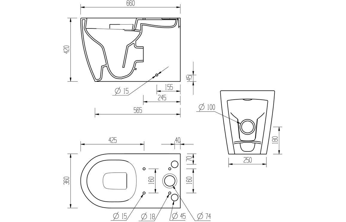 Avon Rimless Close Coupled Fully Shrouded WC & Soft Close Seat