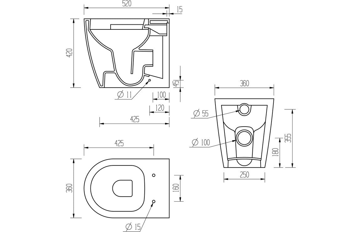 Avon Rimless Back To Wall WC & Soft Close Seat