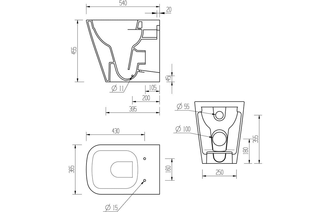 Calder Rimless Back To Wall Comfort Height WC & Soft Close Seat