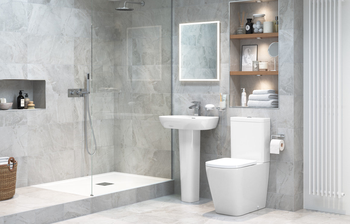 Calder Rimless Close Coupled Fully Shrouded Comfort Height WC & Soft Close Seat