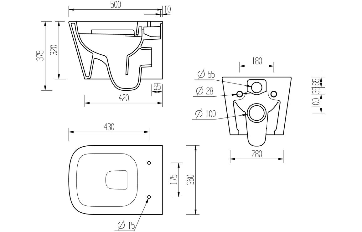 Calder Rimless Wall Hung WC & Soft Close Seat