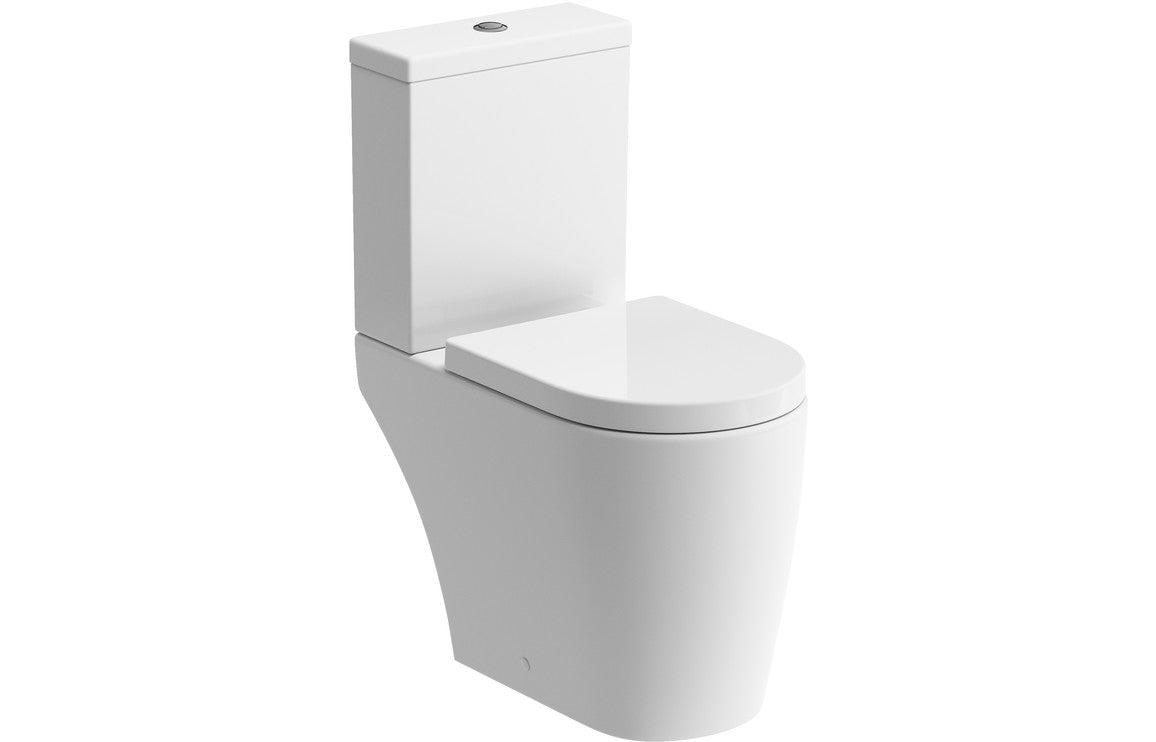 Avon Rimless Close Coupled Open Back WC & Soft Close Seat